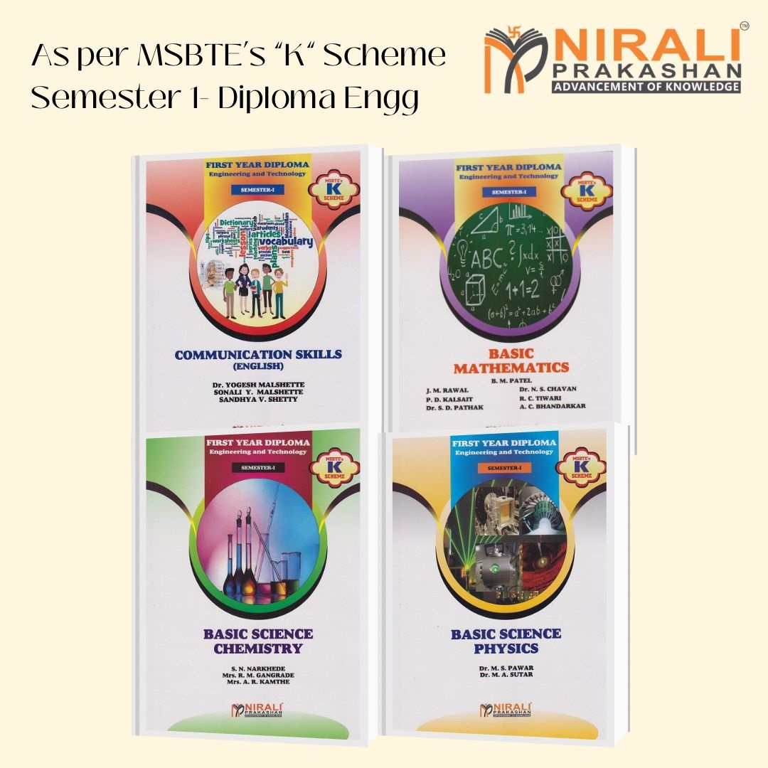 (Set of 4 Books) FIRST YEAR DIPLOMA ENGINEERING (Common For All Branches) - Semester 1 – As Per MSBTE's ‘K’ Scheme Syllabus (N6951,52,53,54)