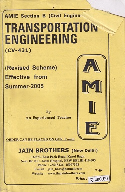 TRANSPORTATION ENGINEERING For AMIE Section B | JAIN BROTHERS