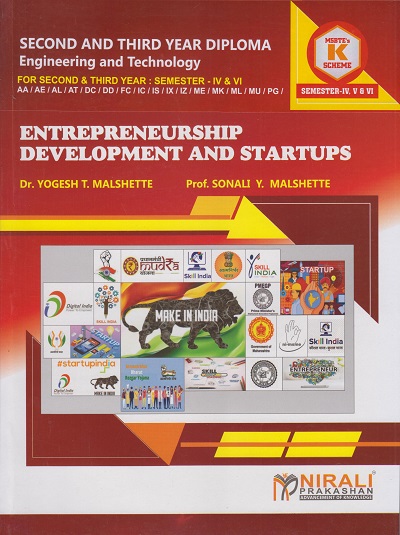 ENTREPRENEURSHIP DEVELOPMENT AND STARTUPS For MSBTE K Scheme Semester 4, 5, 6 | Dr Yogesh Malshette | Nirali Prakashan
