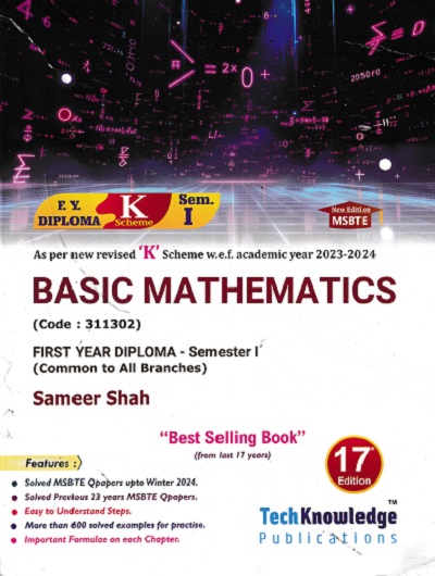 BASIC MATHEMATICS (FE Diploma Sem-I) MSBTE (K Scheme) | SAMEER SHAH | TechKnowledge Publications
